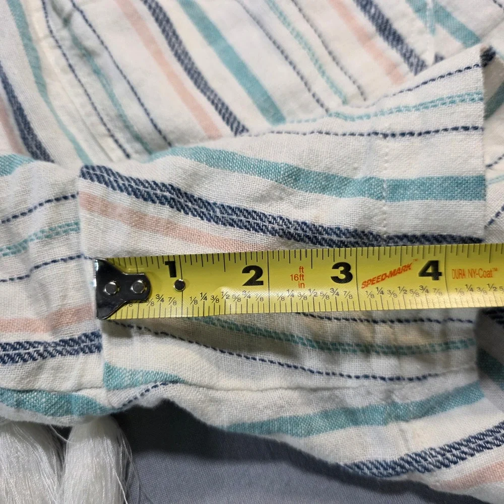 Briggs Womens Linen Blend Striped Smocked Waist Shorts Blue Coral Medium‎